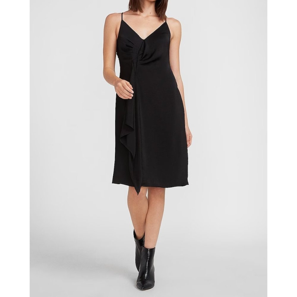 Express Ruffle Twist Front Slip Dress M